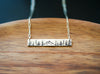 Mountain Scene Bar Necklace with Hammered Finish