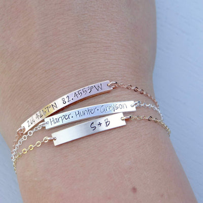 Personalized bar bracelet, custom bar bracelet, name bracelet, initial  bracelet, personalized gifts,word bracelet,gift for him, gift for her |  MakerPlace by Michaels